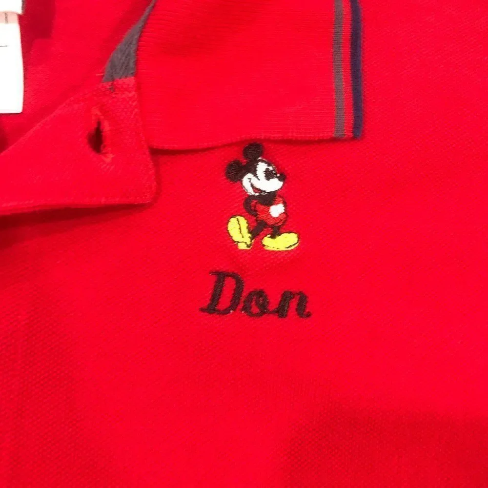 Disneyshopping.com Men’s Large Red Embroidered Mickey Mouse‎ Polo Shirt Don